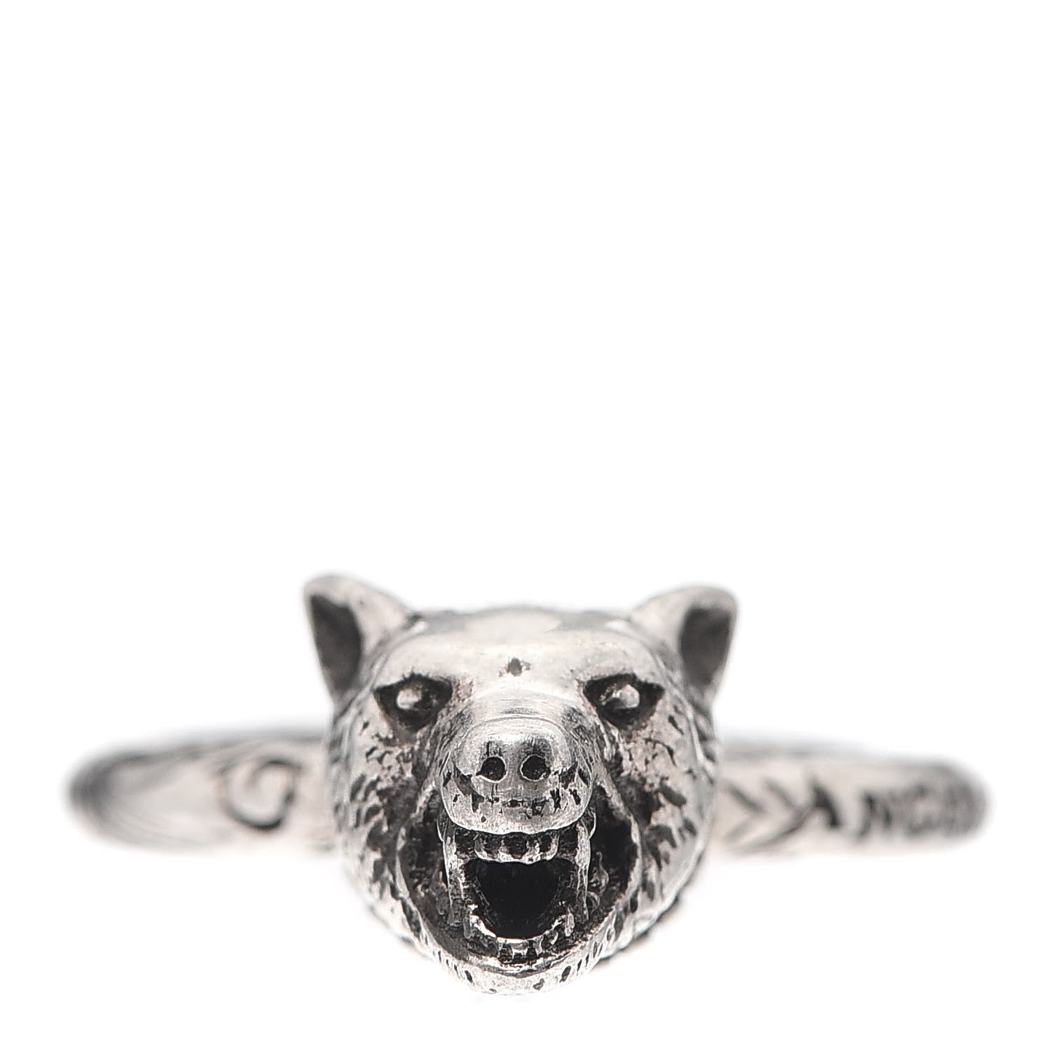 Gucci Sterling Silver Anger Forest Wolf Head Ring 59 8.75 3 of 6