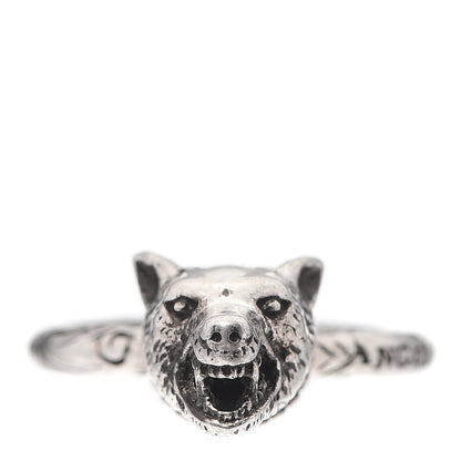 Gucci Sterling Silver Anger Forest Wolf Head Ring 59 8.75 3 of 6
