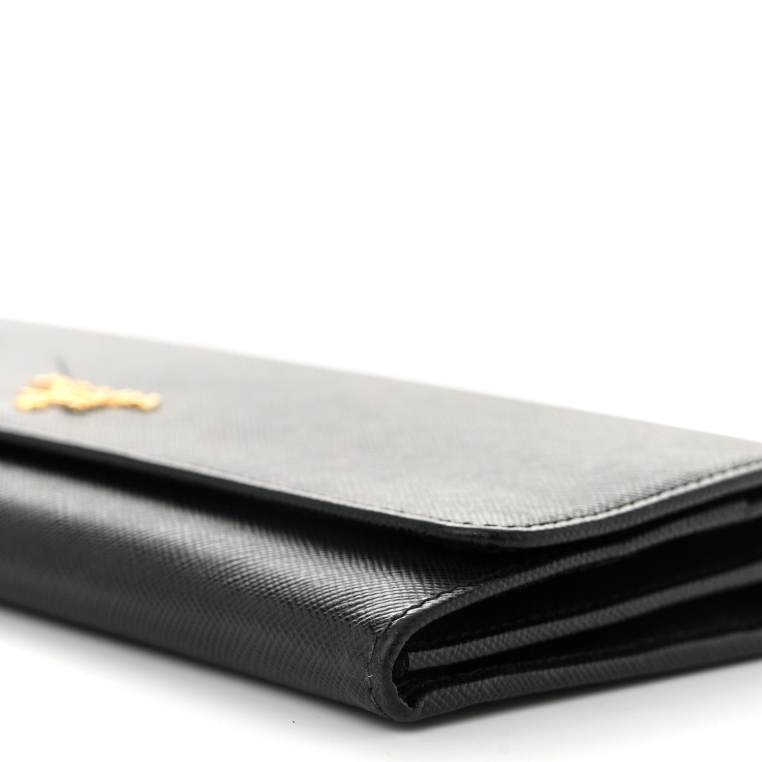 Prada Saffiano Metal Oro Chain Wallet Black 9 of 12