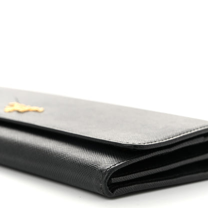 Prada Saffiano Metal Oro Chain Wallet Black 9 of 12