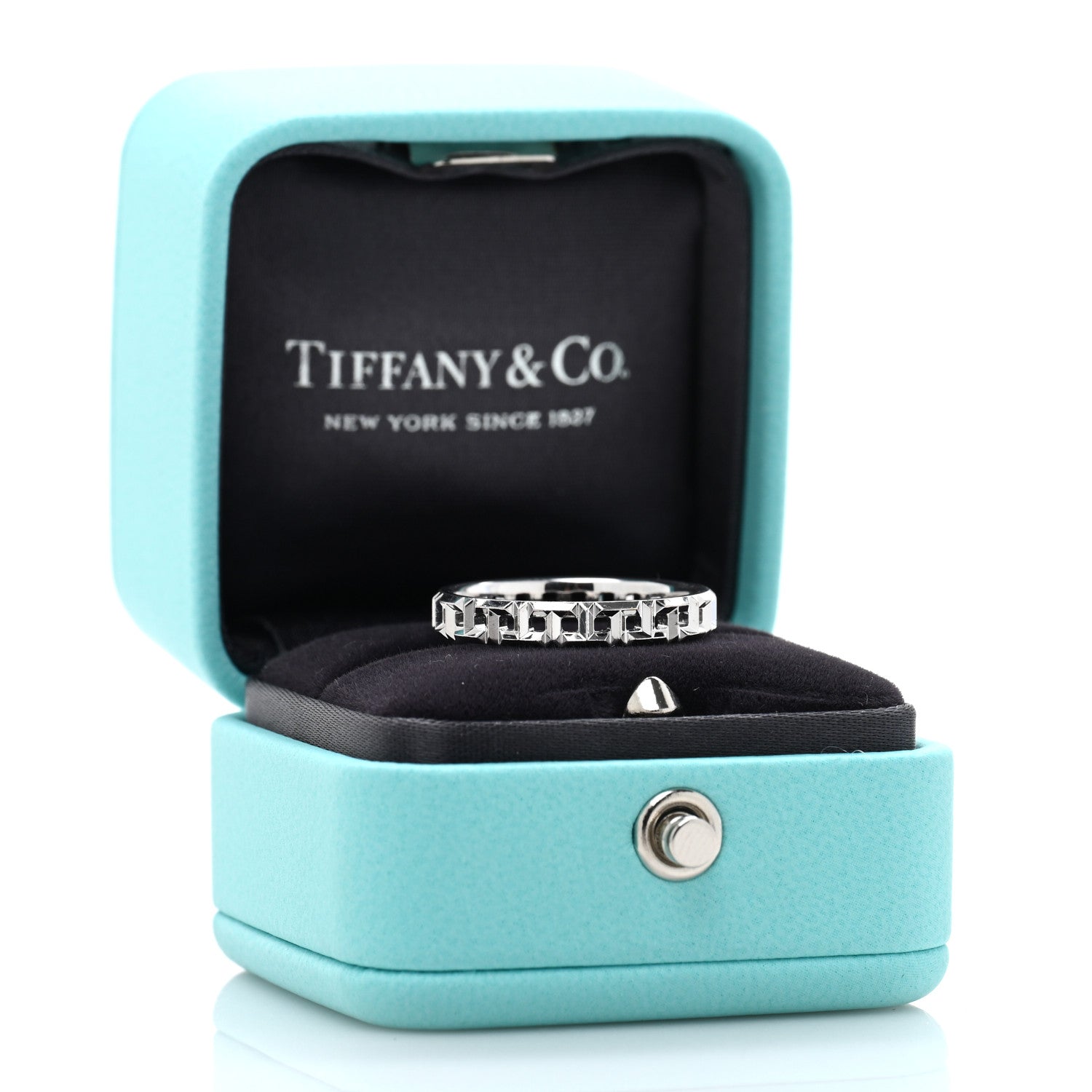 Tiffany 18K White Gold Narrow T True Band Ring 57 8 5 of 5