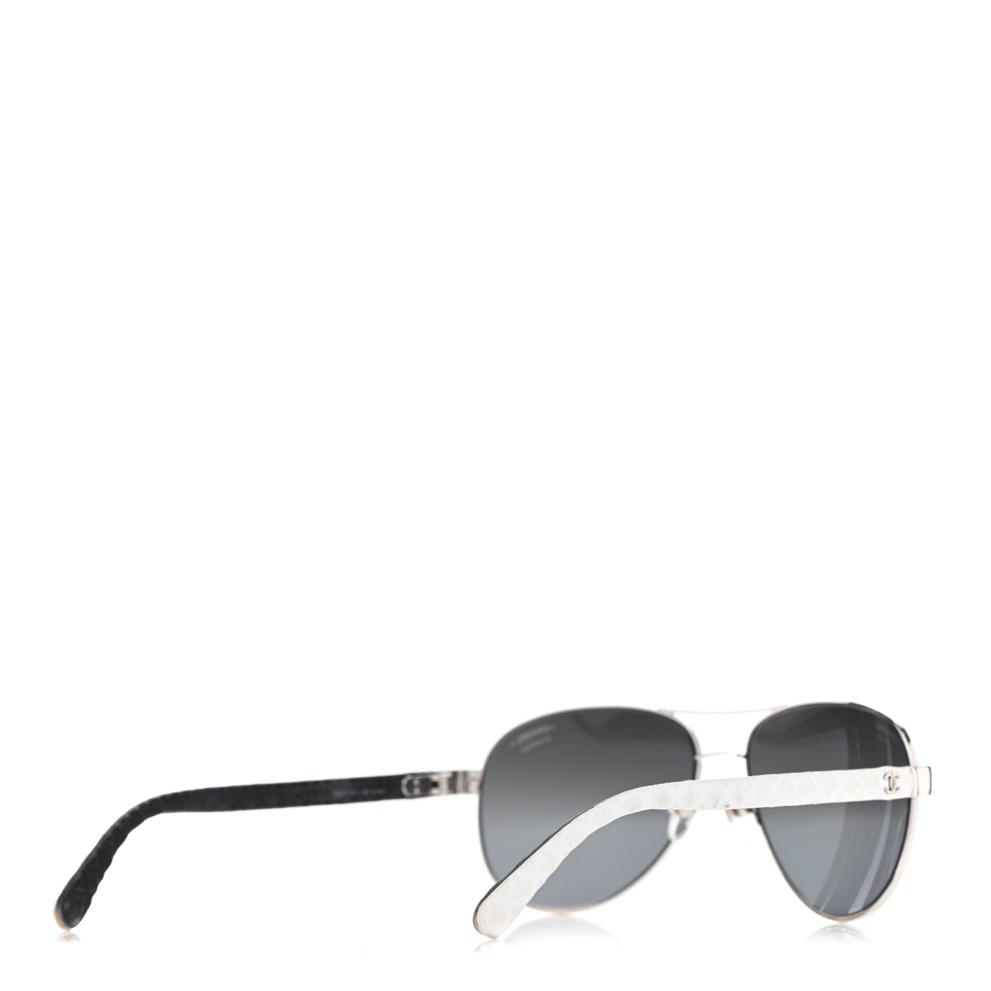 Lambskin Quilted CC Aviator Sunglasses 4195-Q White Silver