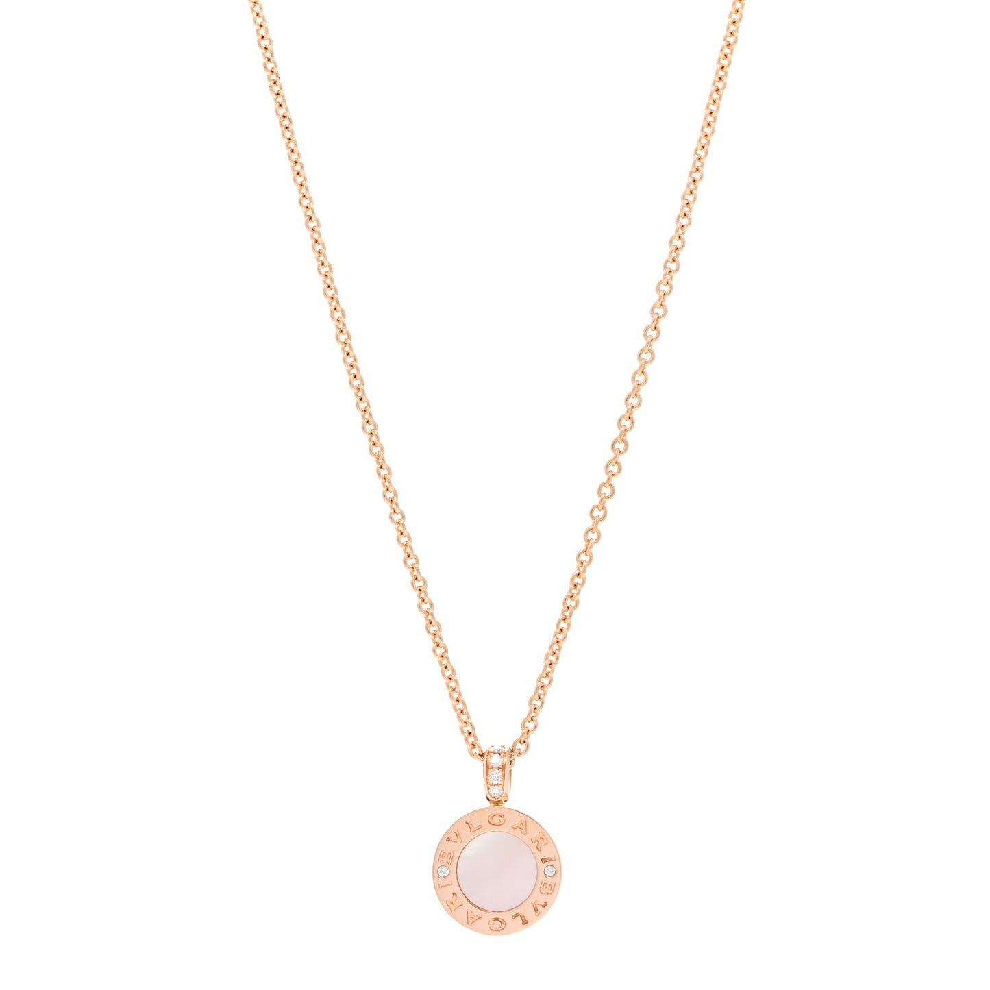 18K Rose Gold Diamond Mother of Pearl Carnelian BVLGARI BVLGARI Pendant Necklace