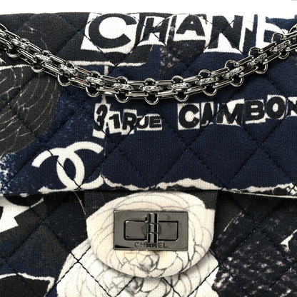 Chanel Jersey Quilted Camellia 2.55 Reissue Mini Flap Black White 8 of 10