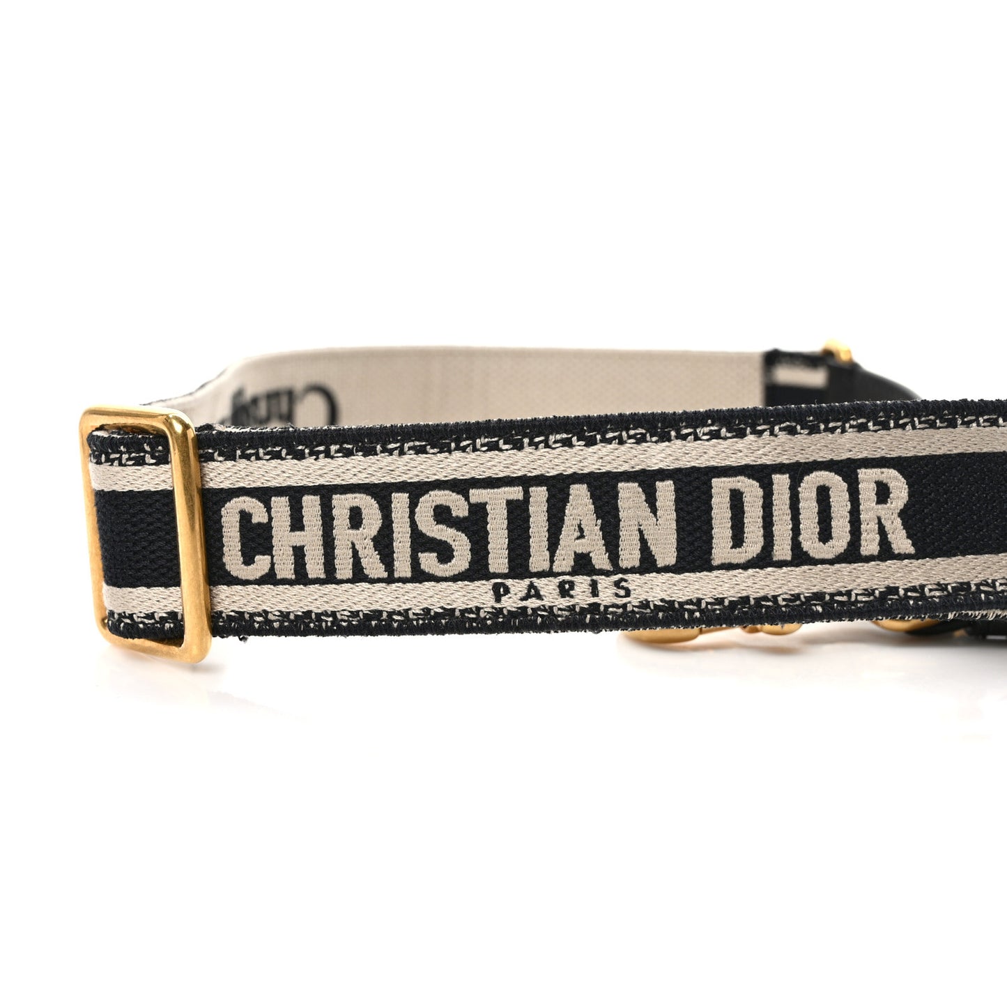 Canvas Embroidered Adjustable Shoulder Strap Black Beige