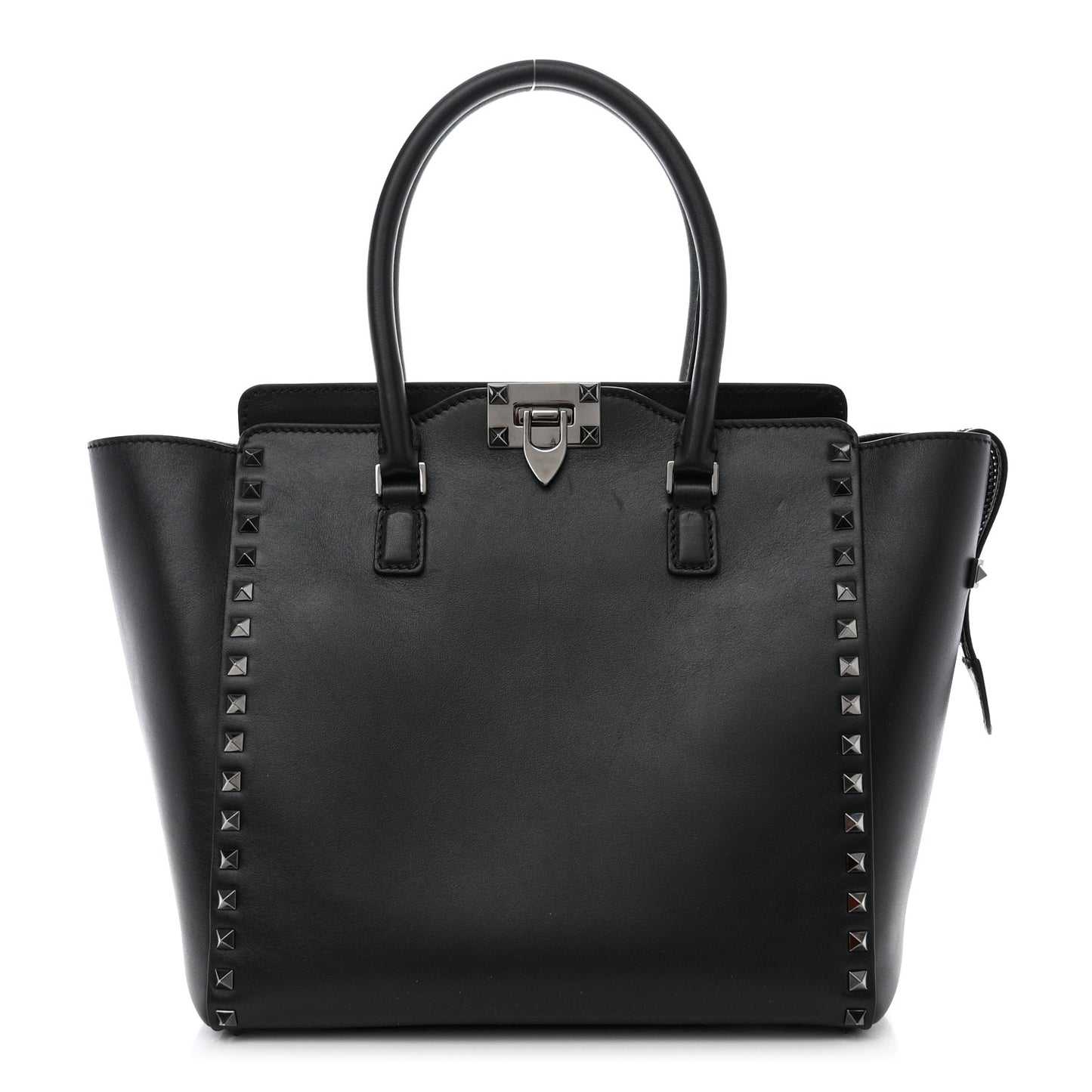 Vitello Rockstud Double Handle Tote Black