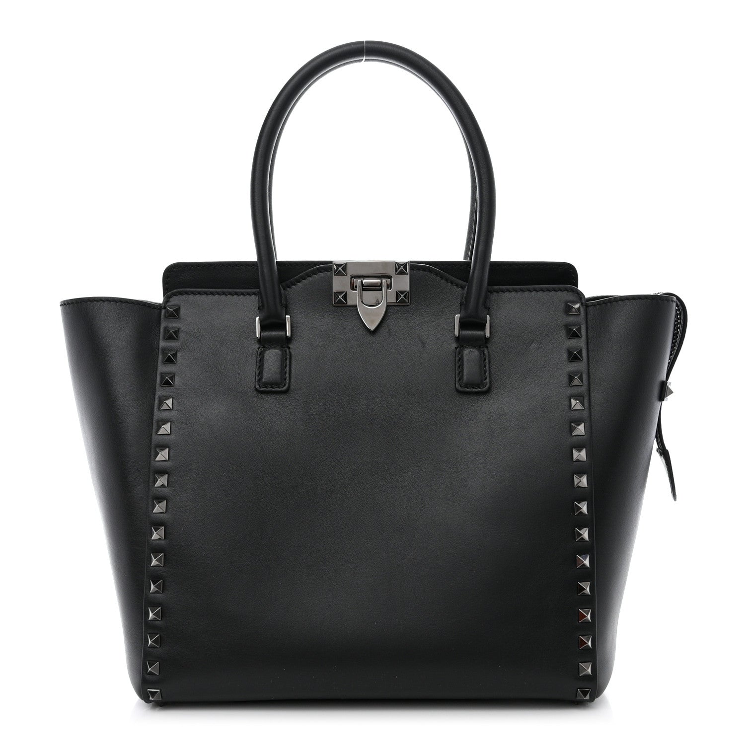 Valentino Garavani Vitello Rockstud Double Handle Tote Black 1 of 11