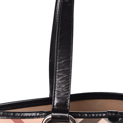 Burberry Patent Trim Nova Check Small Nickie Shopper Tote 14 of 22
