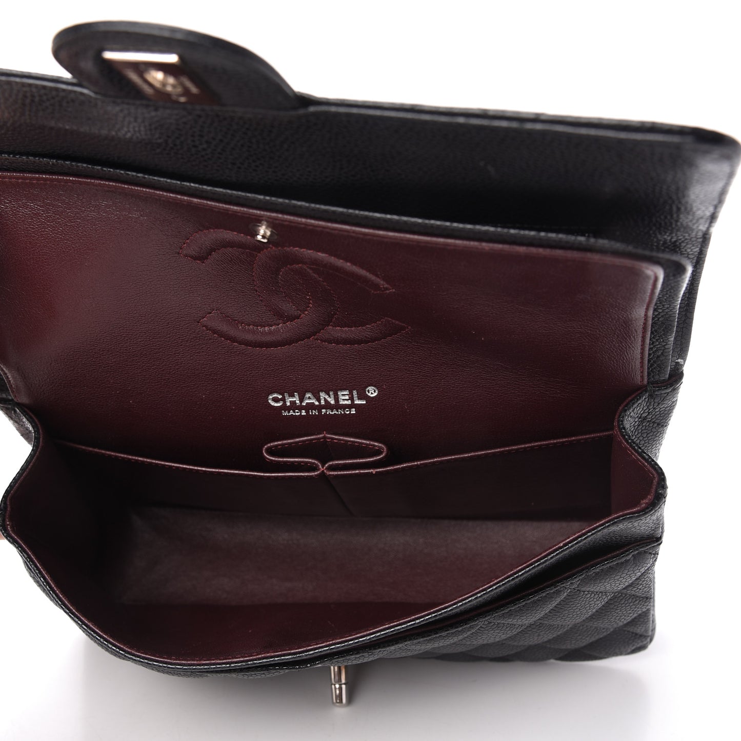 Caviar Quilted Medium Double Flap Black