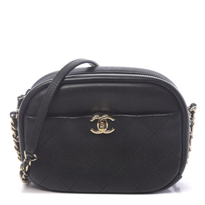 Chanel Goatskin Quilted Small Casual Trip Camera Case Black 1 of 12
