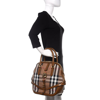 Burberry Bridle Calfskin House Check Owl Medium Orchard Bowling Bag Brown Ochre 2 of 13