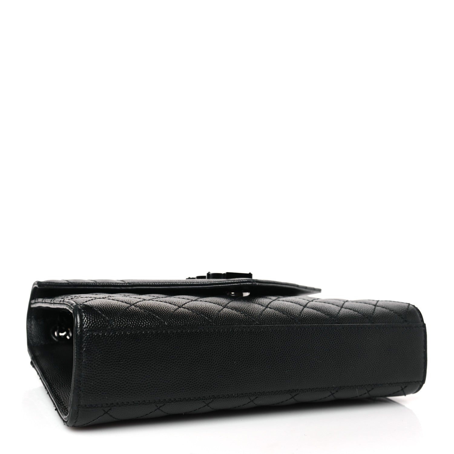 Saint Laurent Grain De Poudre Textured Mixed Matelasse Triquilt Medium Monogram Monochrome Satchel Black 4 of 9