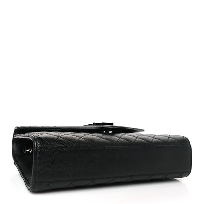 Saint Laurent Grain De Poudre Textured Mixed Matelasse Triquilt Medium Monogram Monochrome Satchel Black 4 of 9