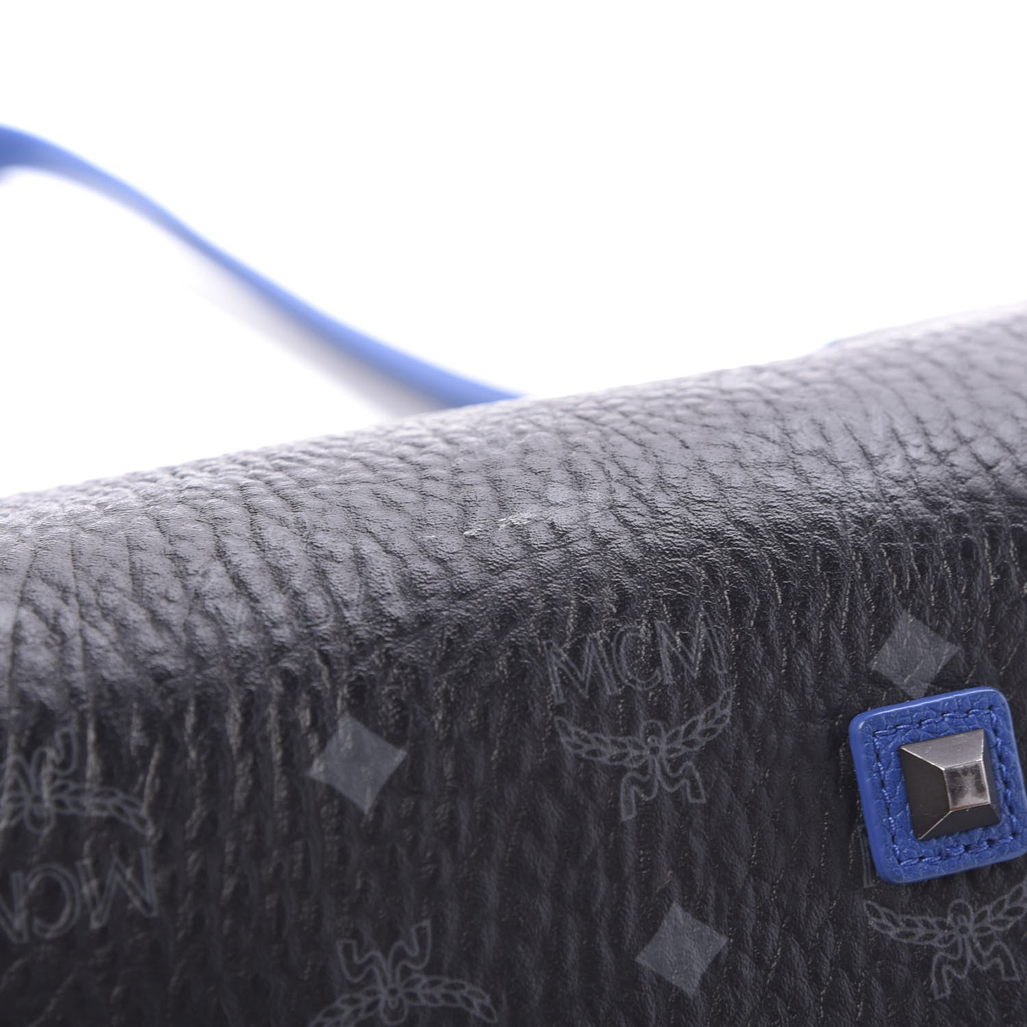 MCM Metallic Visetos Medium Kira Shopper Tote Black Blue 11 of 17