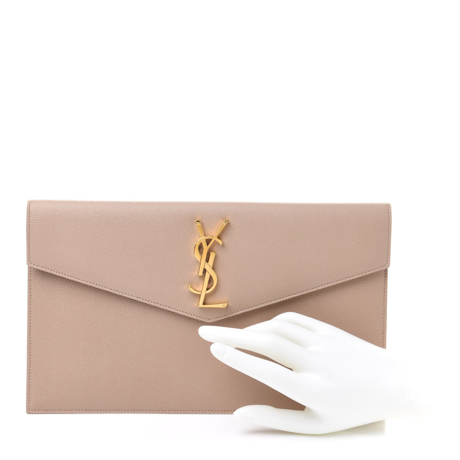 Saint Laurent Grain De Poudre Uptown Pouch Dark Beige 2 of 9