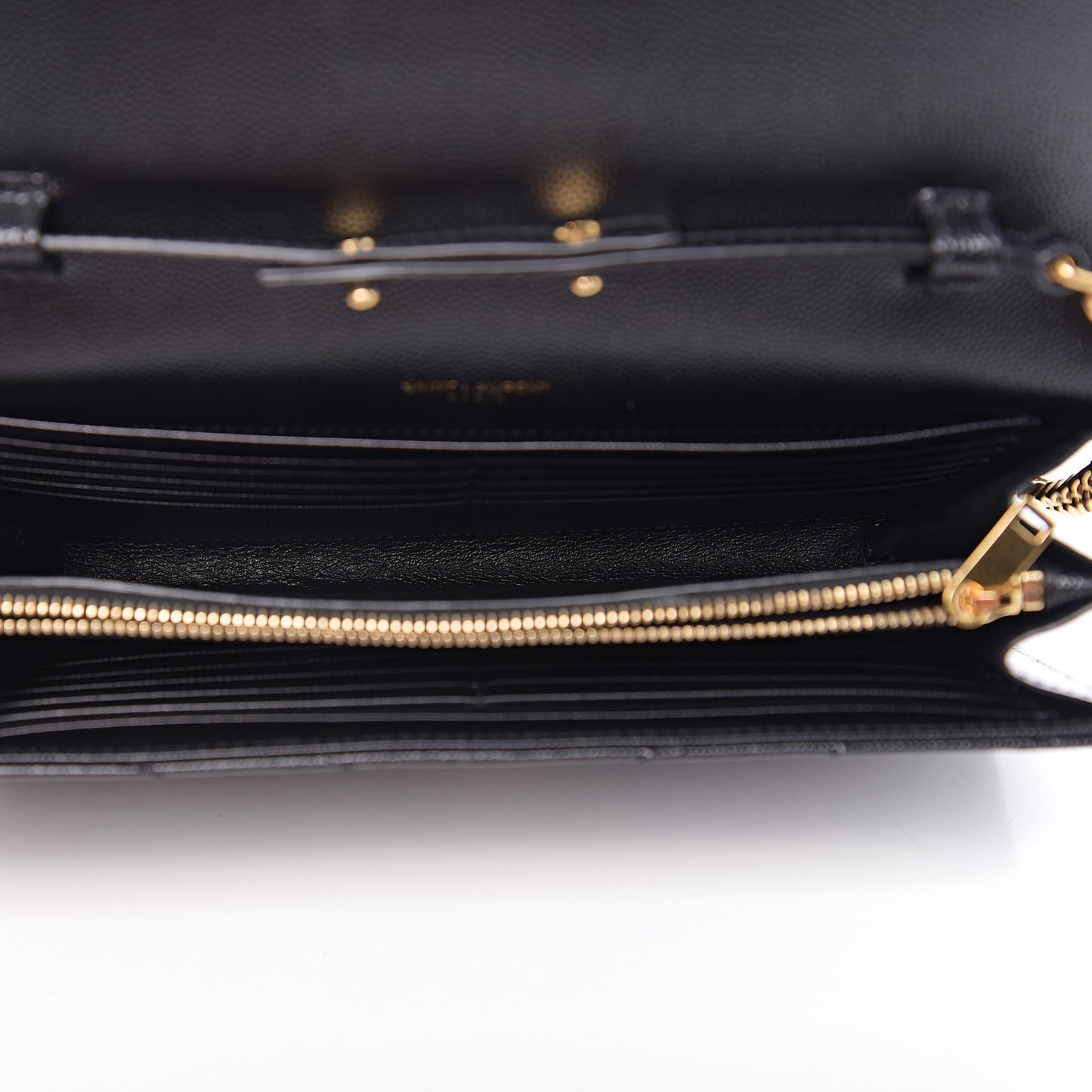 Grain De Poudre Matelasse Chevron Monogram Chain Wallet Black
