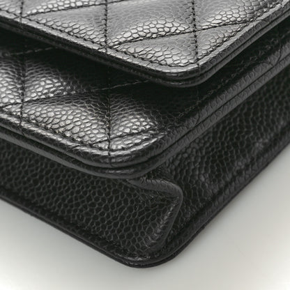 Chanel Caviar Quilted CC Turnlock Wallet On Chain WOC Black 10 of 11