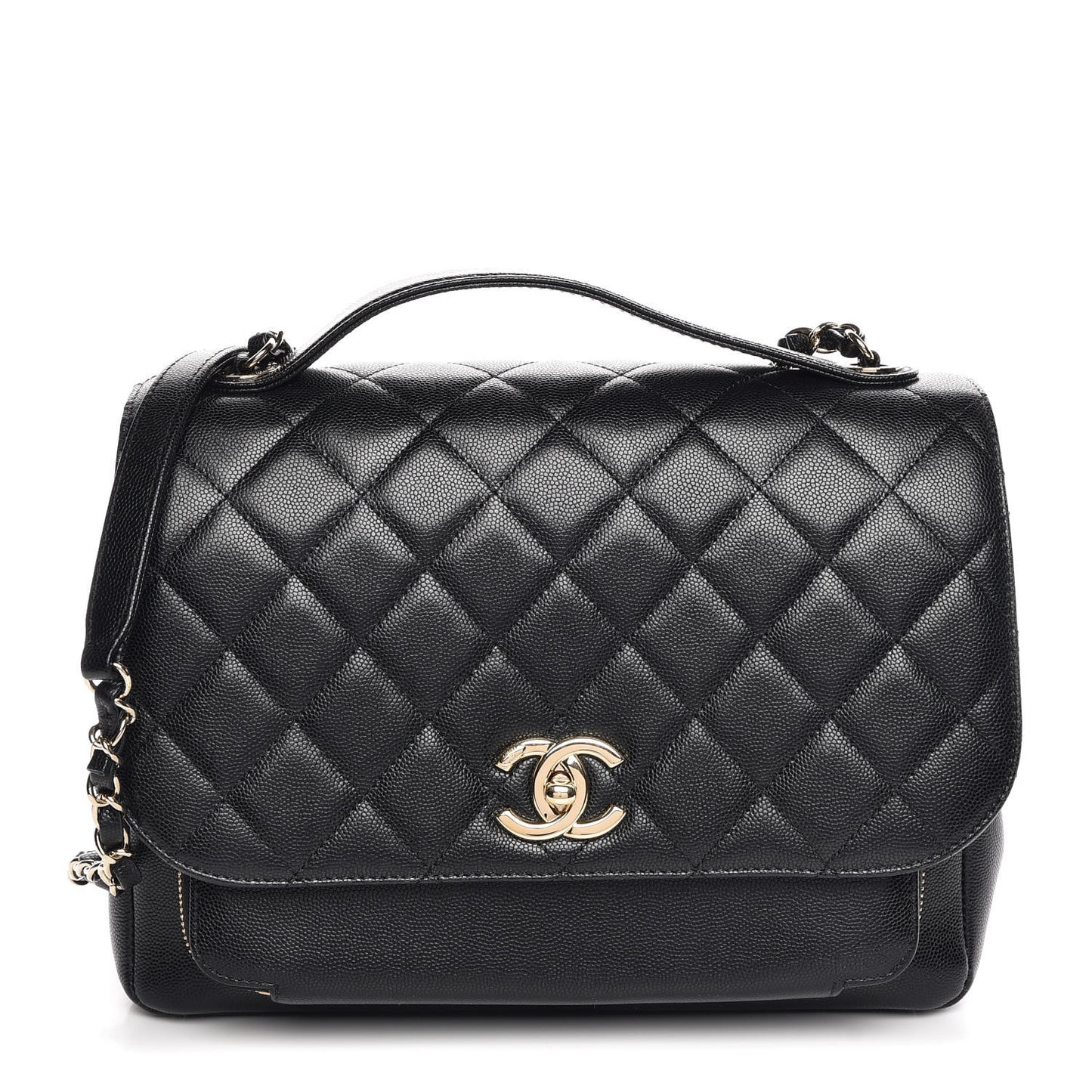 Caviar Quilted Large Business Affinity Flap Black