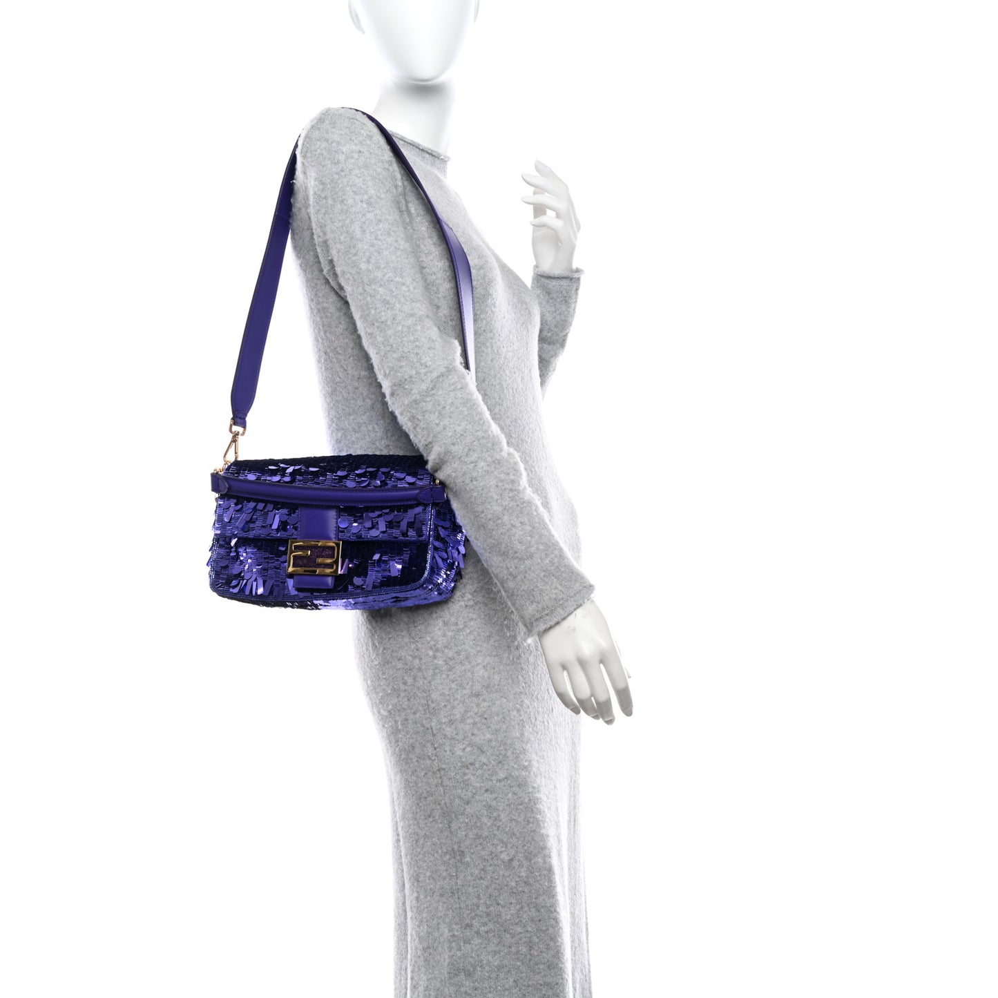 Sequin Paillettes Shiny Nappa Sex and the City Baguette Viola Purple Rain