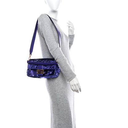 Fendi Sequin Paillettes Shiny Nappa Sex and the City Baguette Viola Purple Rain 2 of 9