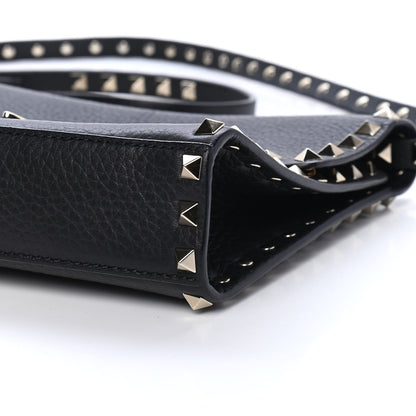 Valentino Garavani Pebbled Calfskin Medium Rockstud Flip Lock Crossbody Bag Black 9 of 9