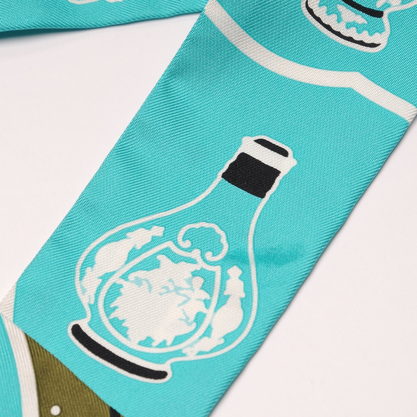 Silk Les Flacons Twilly Kaki Turquoise Blanc