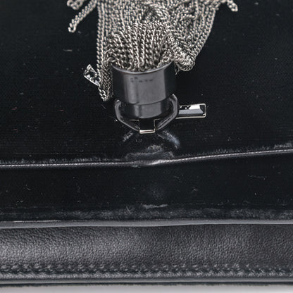 Saint Laurent Velvet Crystal Monogram Kate Tassel Chain Wallet Black 7 of 7