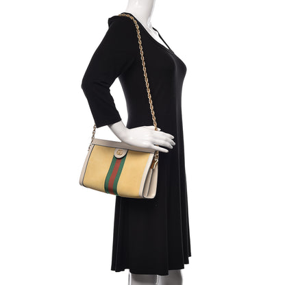 Gucci Suede Calfskin GG Web Small Ophidia Chain Shoulder Bag Burro New Mystic White 2 of 11
