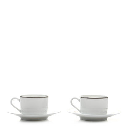 Hermes Porcelain Platinum Chaine d'Ancre Tea Cup and Saucer Set of 2 1 of 12