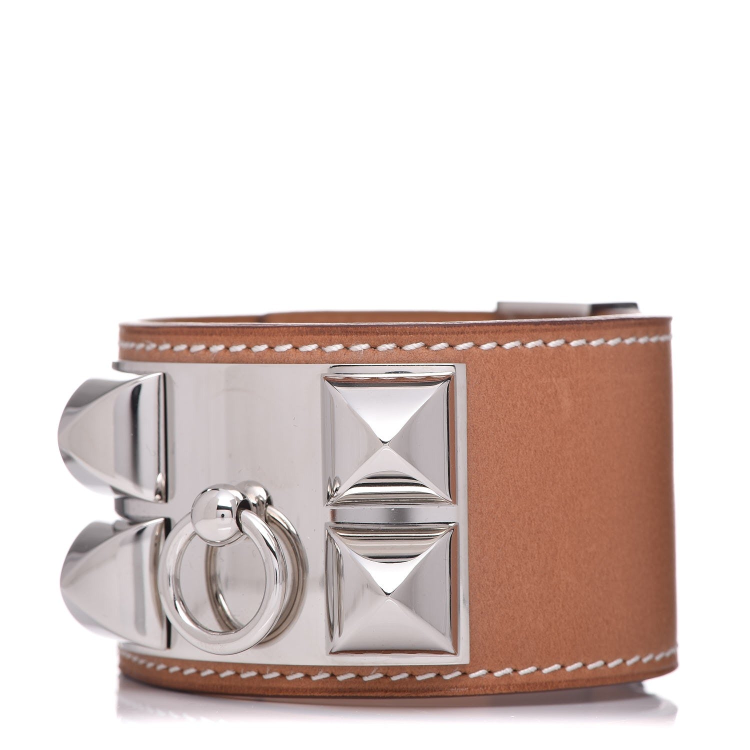 Hermes Barenia Collier De Chien CDC Bracelet L Fauve 1 of 9