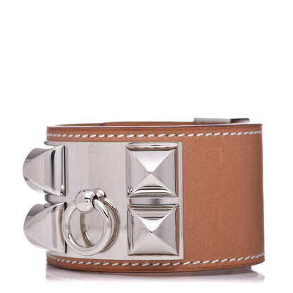 Hermes Barenia Collier De Chien CDC Bracelet L Fauve 1 of 9