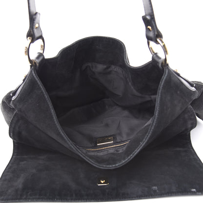 Fendi Suede Large Chef Shoulder Bag Black 5 of 17