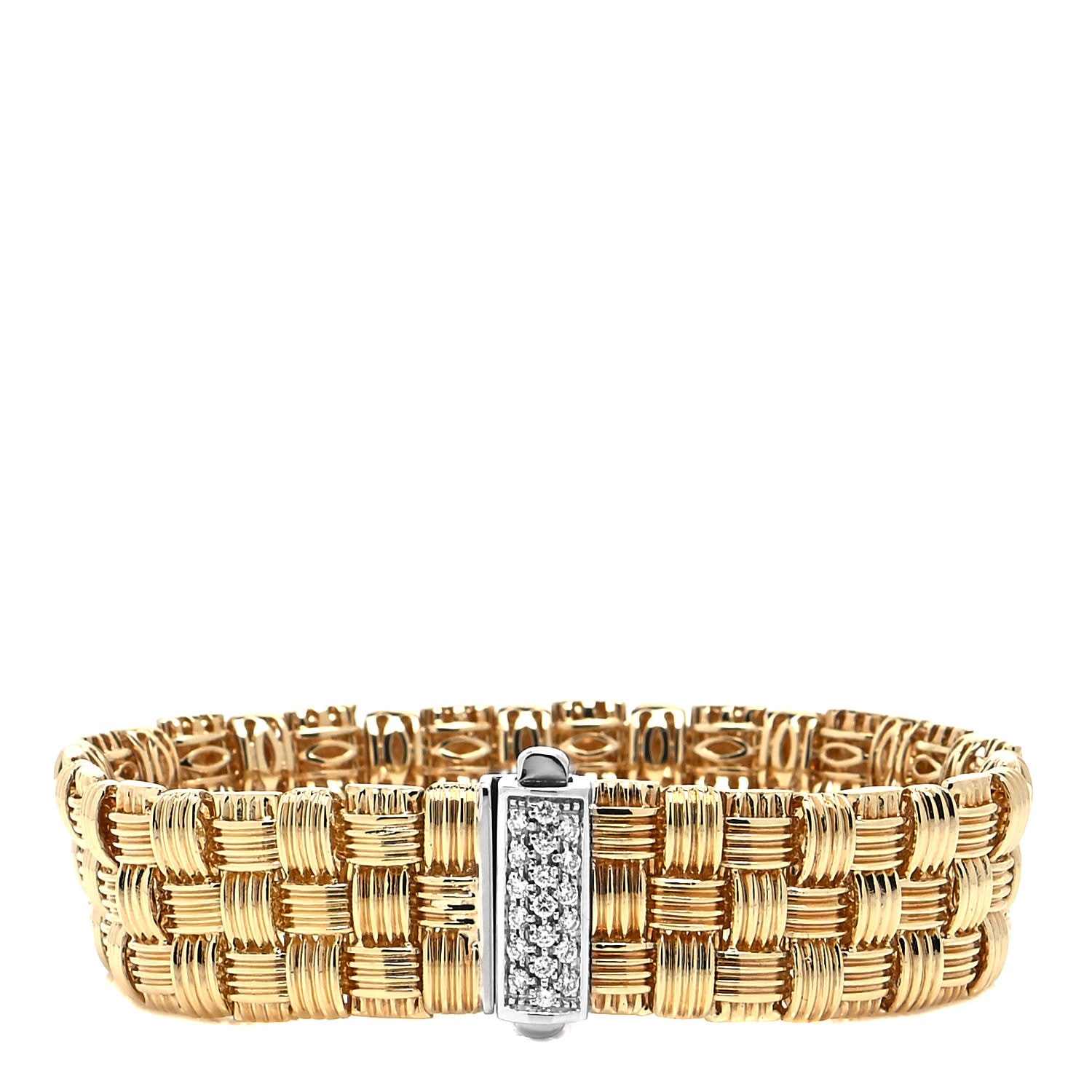 Roberto Coin 18K Yellow White Gold Diamond Appassionata Mesh Bracelet 1 of 5
