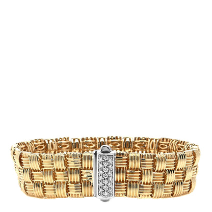 Roberto Coin 18K Yellow White Gold Diamond Appassionata Mesh Bracelet 1 of 5
