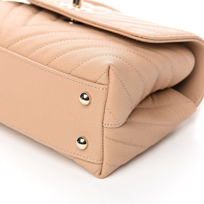 Chanel Caviar Chevron Quilted Mini Coco Handle Flap Beige 8 of 9