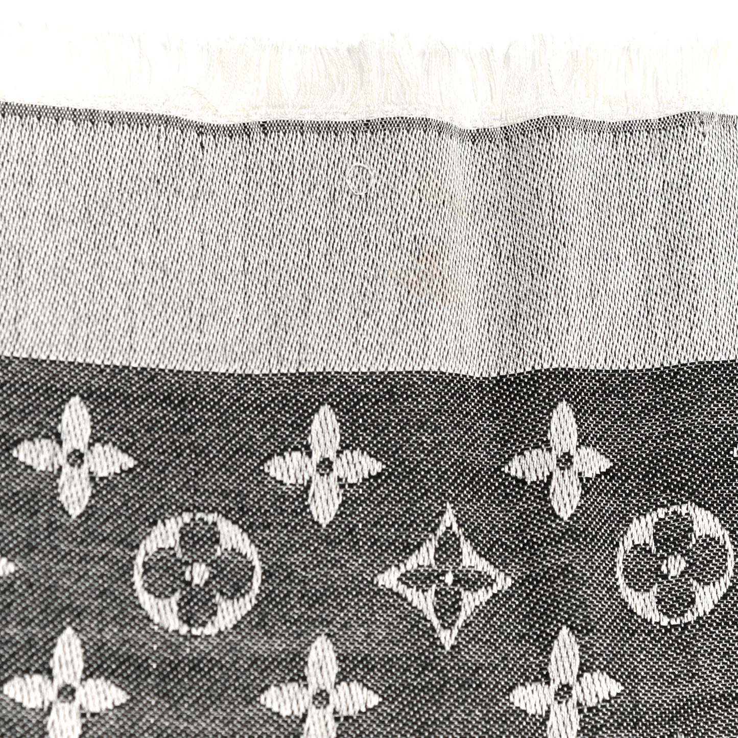 Silk Wool Monogram Denim Shawl Black