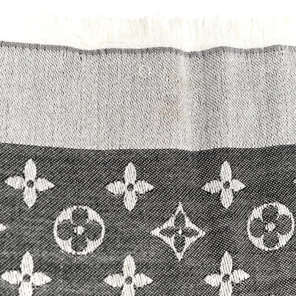 Louis Vuitton Silk Wool Monogram Denim Shawl Black 6 of 10