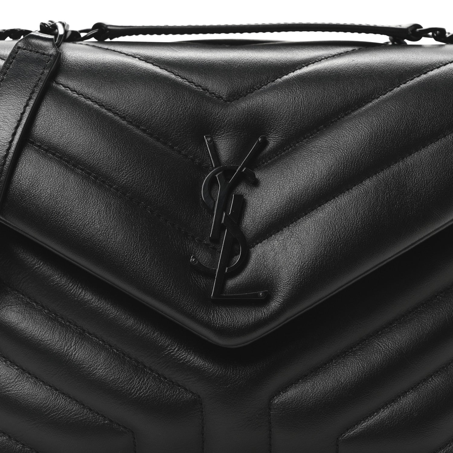 Saint Laurent Calfskin Y Quilted Monogram Monochrome Small Loulou Chain Satchel Black 8 of 11