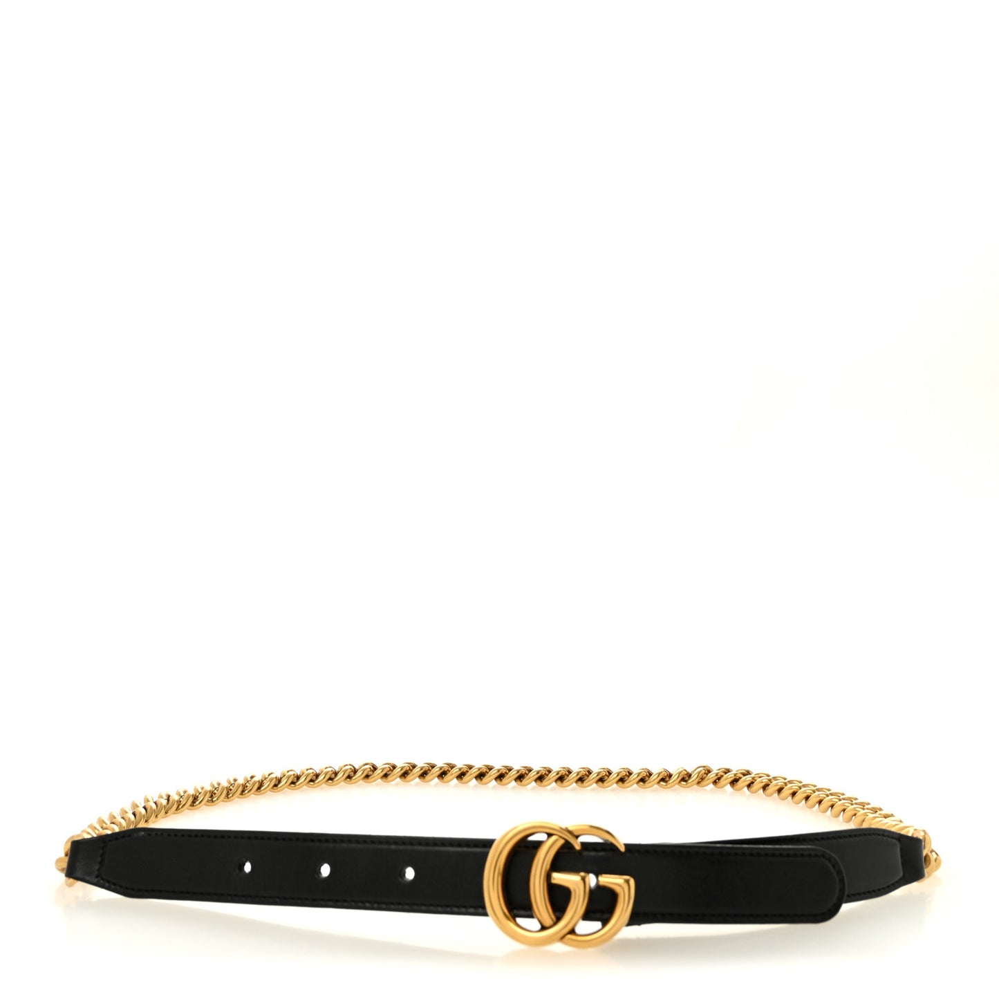 Calfskin GG Marmont Thin Chain Belt 75 30 Black