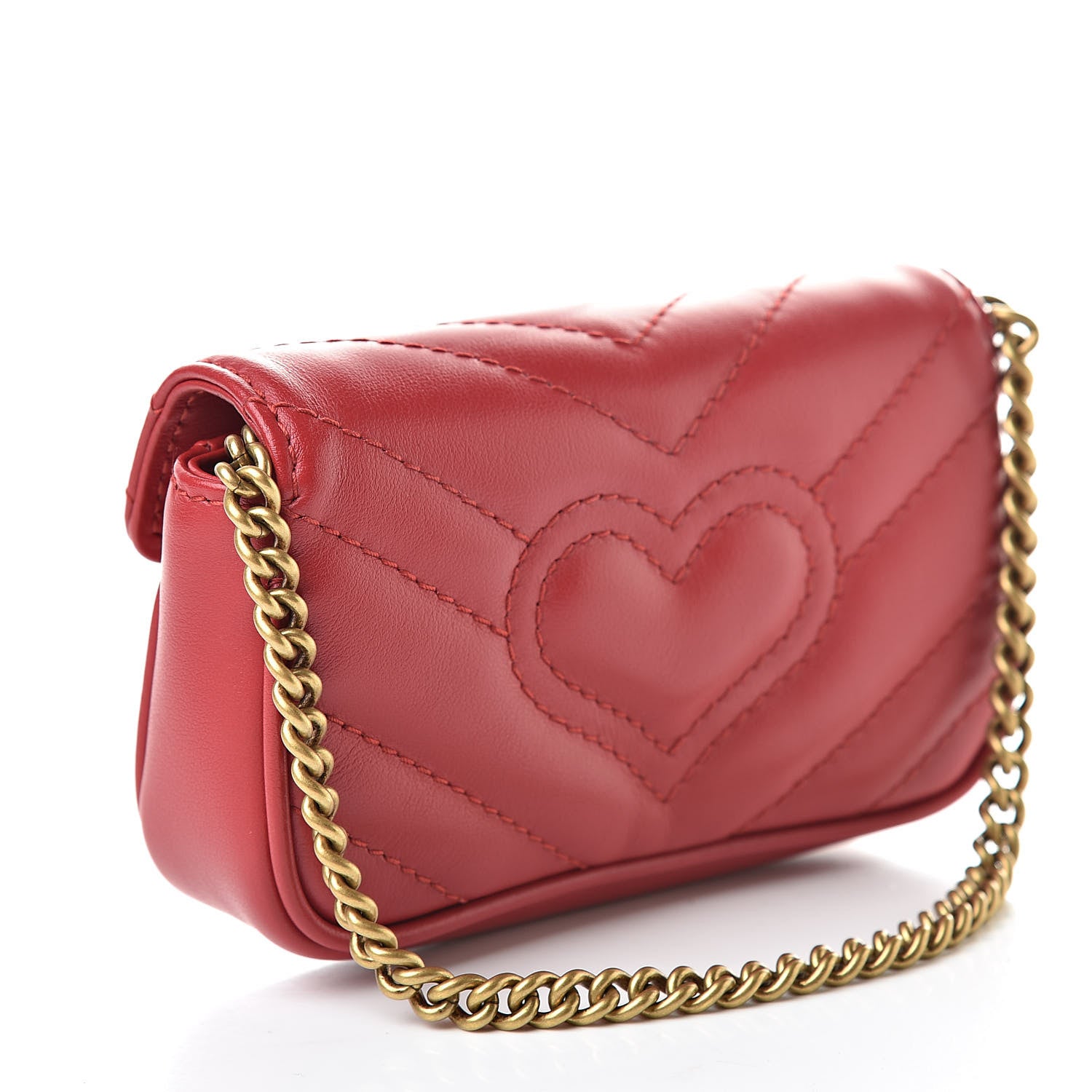 Gucci Calfskin Matelasse GG Marmont 2.0 Coin Purse On A Chain Hibiscus Red 3 of 8
