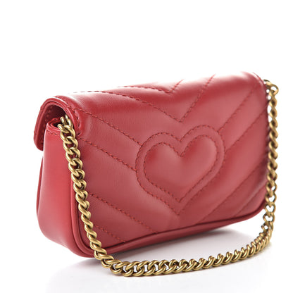 Gucci Calfskin Matelasse GG Marmont 2.0 Coin Purse On A Chain Hibiscus Red 3 of 8