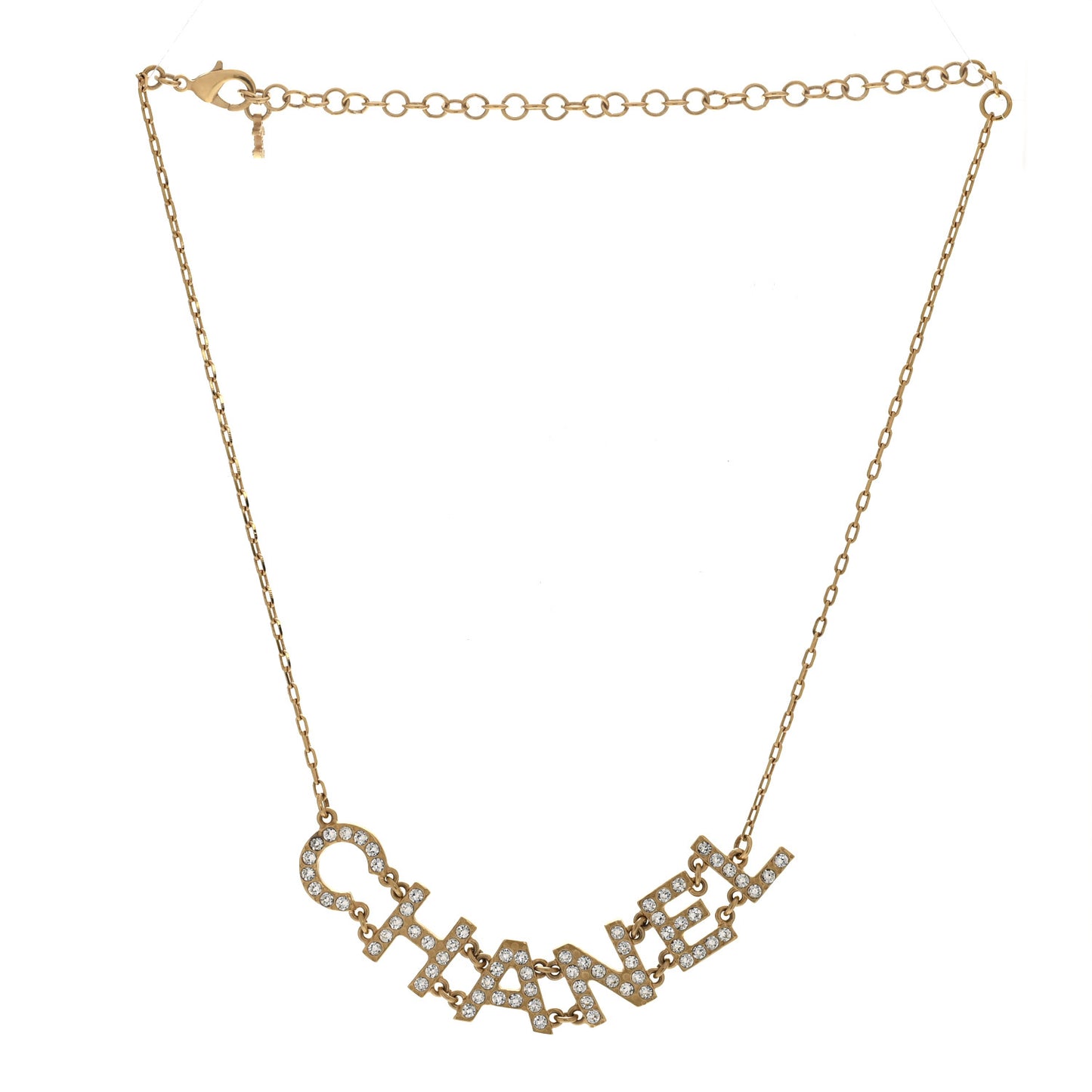 Metal Crystal 90's Icon Logo Necklace Gold