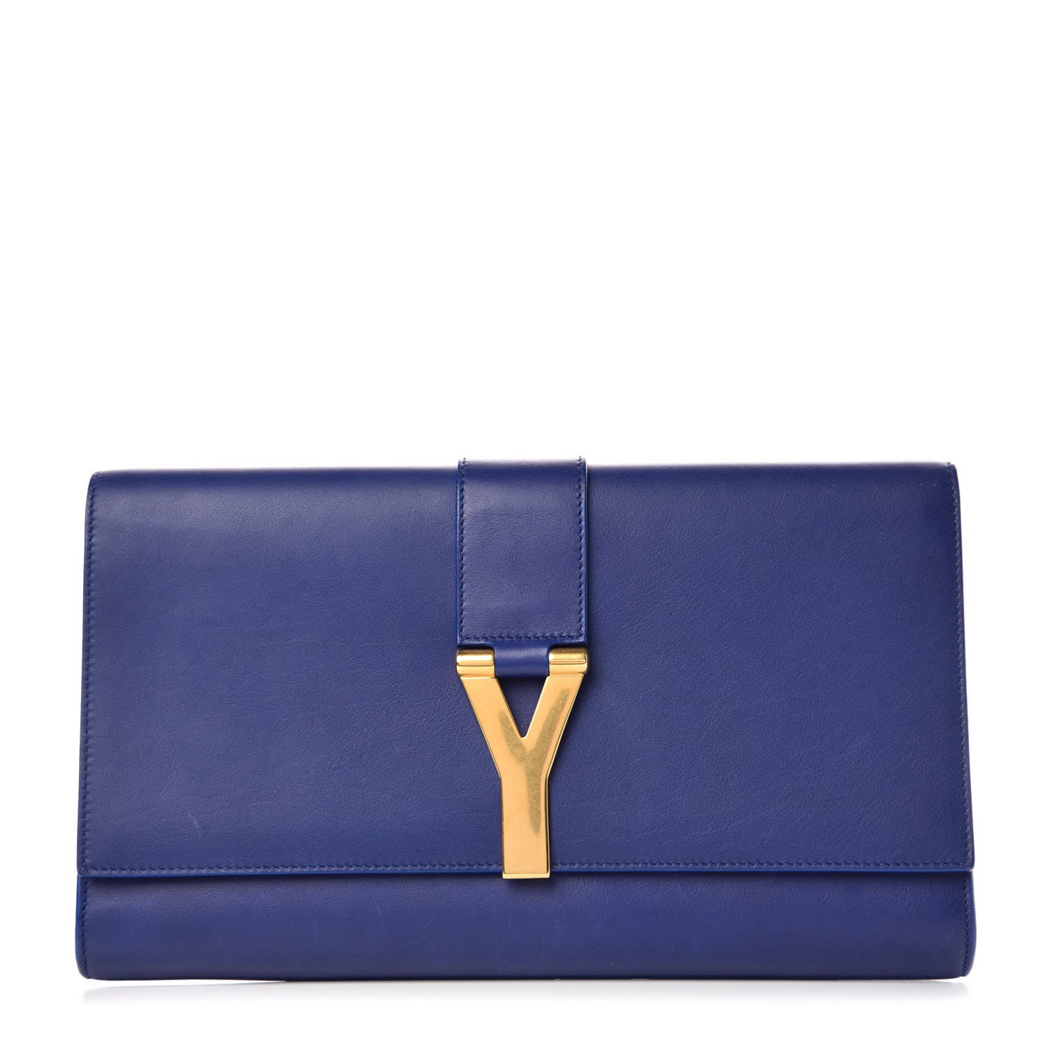 Saint Laurent Calfskin Classic Y Ligne Clutch Royal Blue 1 of 8