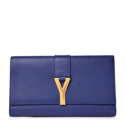 Saint Laurent Calfskin Classic Y Ligne Clutch Royal Blue 1 of 8