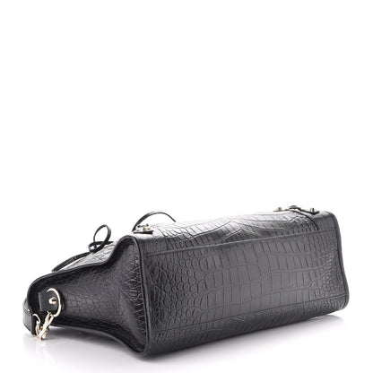 Balenciaga Calfskin Crocodile Embossed Classic Hardware City Black 4 of 8