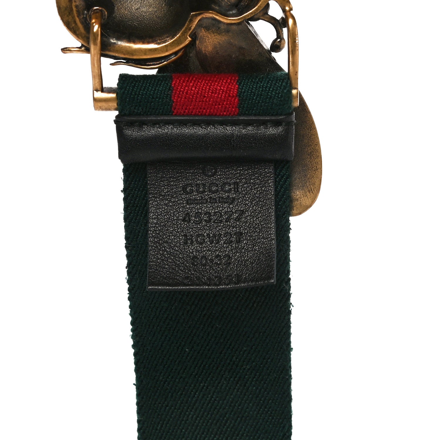 Gucci Web Queen Margaret Bee Belt 80 32 Red Green 6 of 6