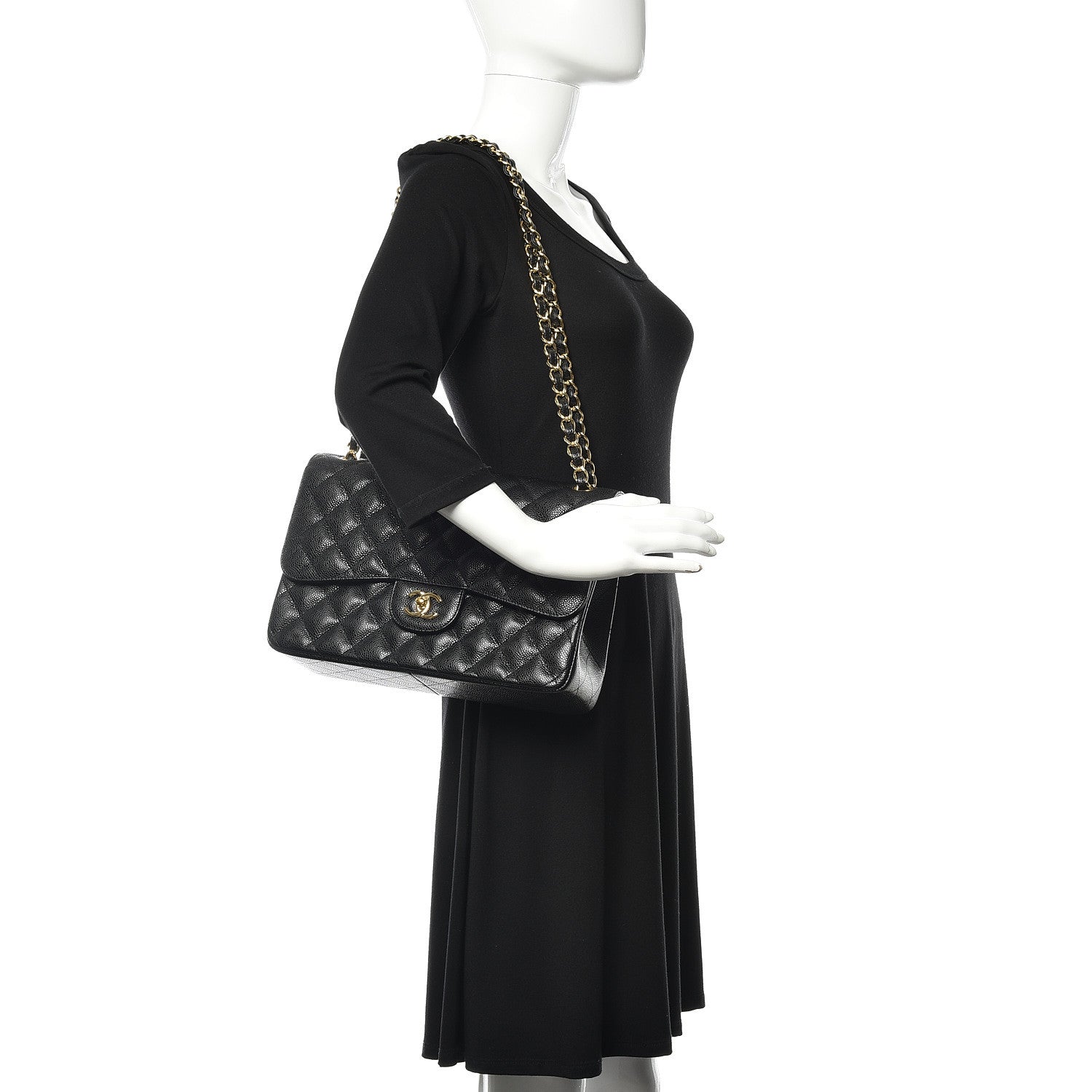 Chanel Caviar Quilted Jumbo Double Flap Black 2 of 10