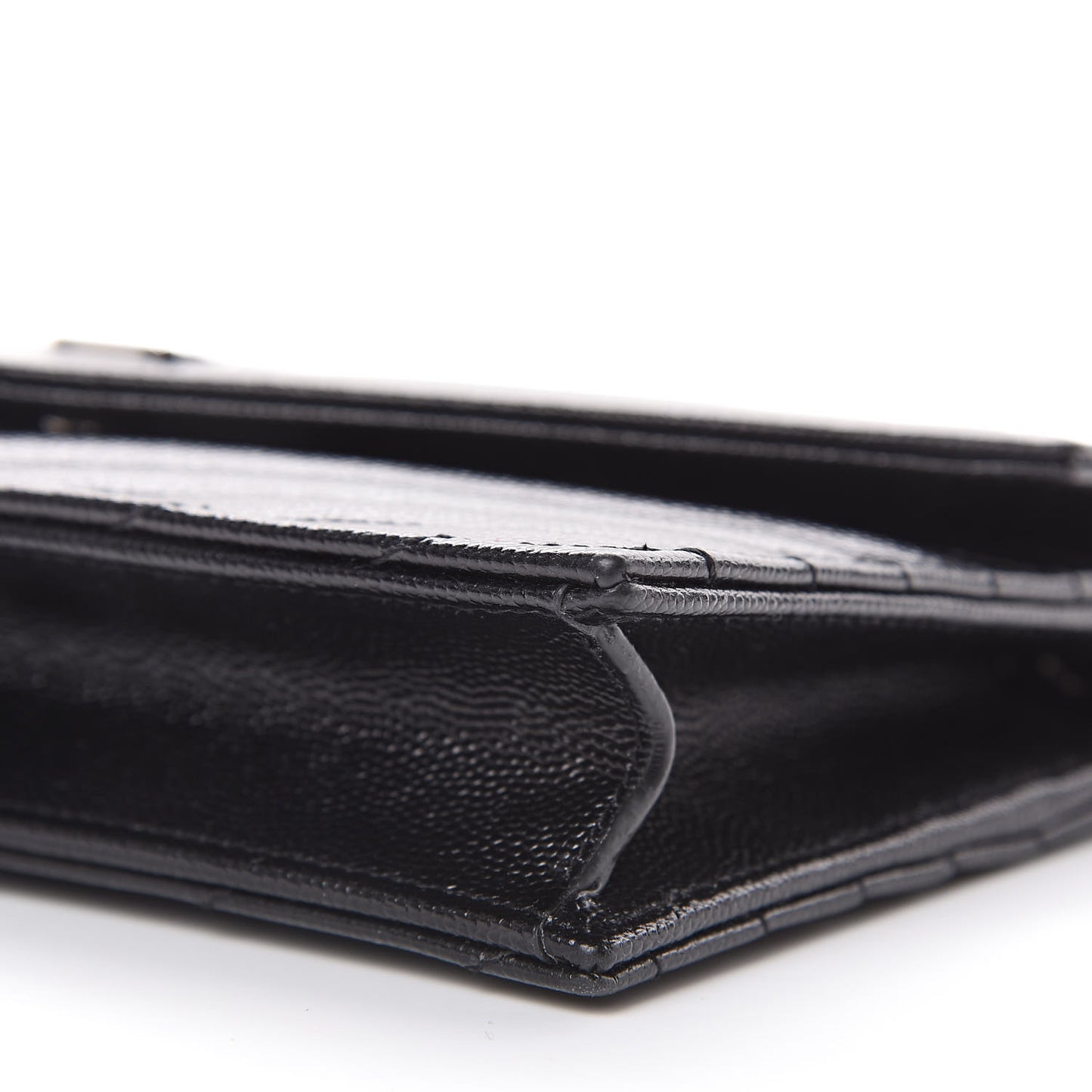 Grain De Poudre Matelasse Chevron Monogram Envelope Chain Wallet Black