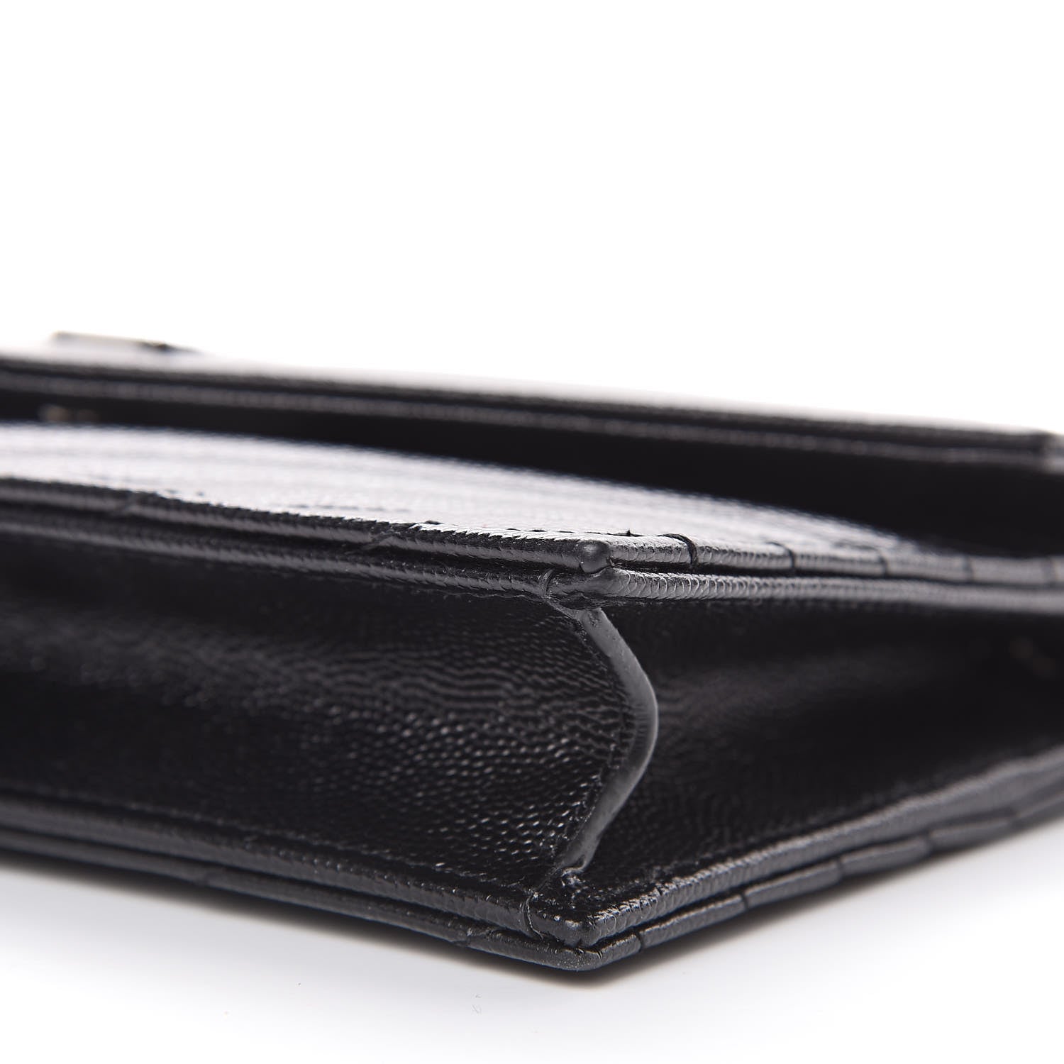 Saint Laurent Grain De Poudre Matelasse Chevron Monogram Envelope Chain Wallet Black 10 of 10