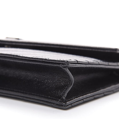 Saint Laurent Grain De Poudre Matelasse Chevron Monogram Envelope Chain Wallet Black 10 of 10